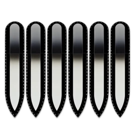 Mont Bleu Coloured Glass Nail File, in Black Velvet Case, Small and Handy Genuine, Tempered Glass, from the Czech Republic white black