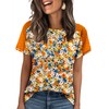 Cute Flower Print Crew Neck Shirt for Women Summer Casual