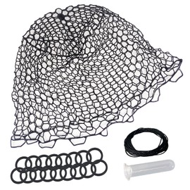 Riverruns Rubber Net Replacement Fishing Net Bag Fly Fishing Foldable Fish Landing Net for Freshwater Saltwater Without Handle 6 Sizes (Black, Circumference: 39" Diameter: 14" Net Depth: 10")