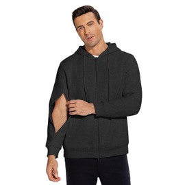 Deyeek Sudaderas de diálisis con cremallera en el brazo, cremallera completa, de algodón de hemodiálisis, sudadera cálida y pesada - Top...