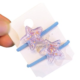 Fesanla Hair Rubber Star Shape Glitter Powder Kids Hair Elastic Glitter Glitter Kids Hair Access(Blue)
