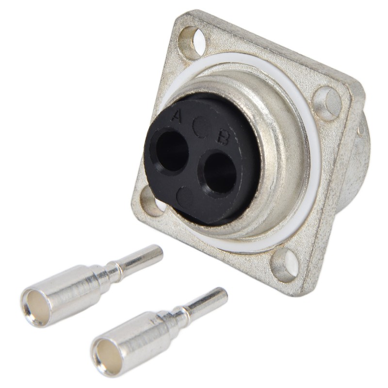 2 Pin Socket Square Flange Screw Mounting Power Connector Electric