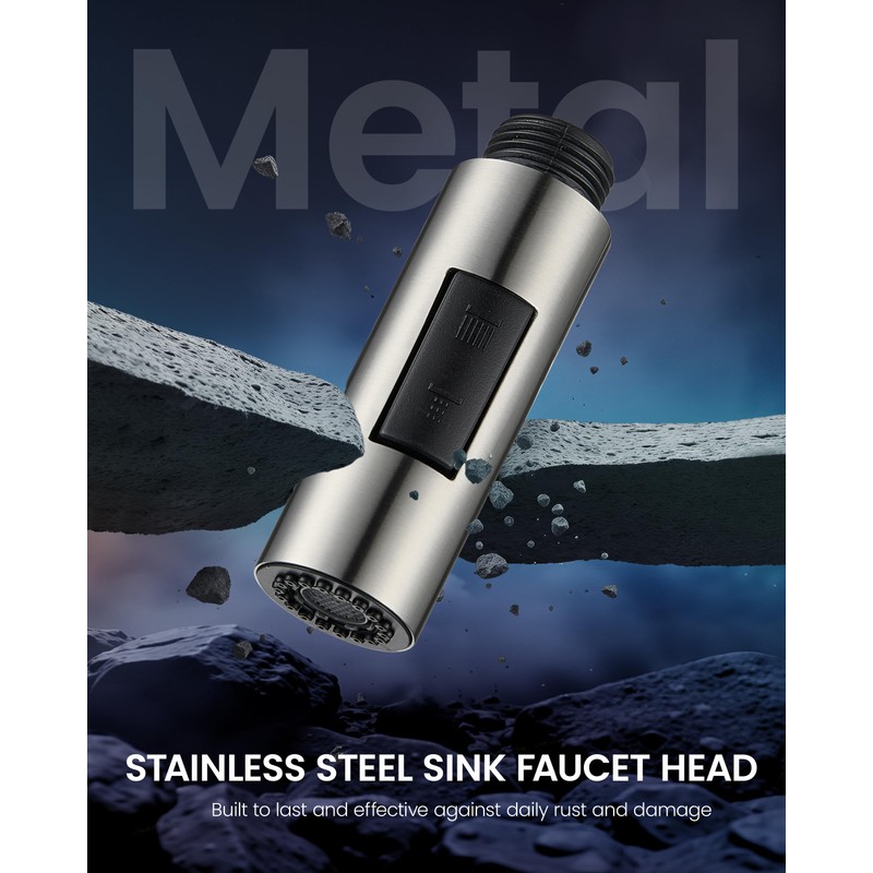 HEISOK Metal Kitchen Faucet Head Replacement, 2-Mode Pull Down Kitchen