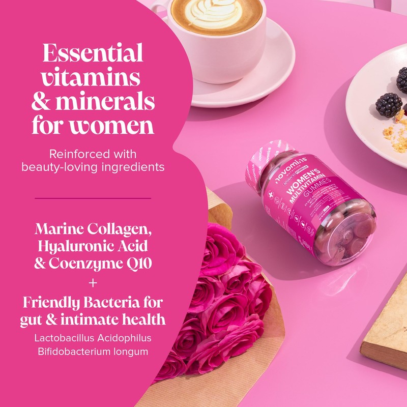 novomins Womens Multivitamins Gummies & Minerals with Marine Collagen &
