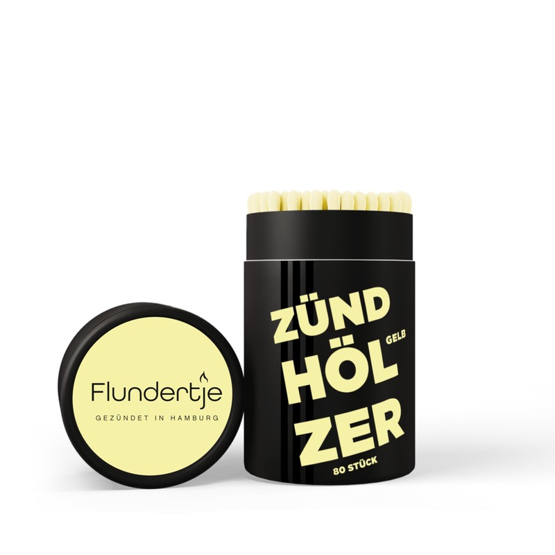 Flundertje Designer Matches Coloured Matches in Stylish Cardboard Box (Yellow)