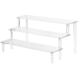 LoQuick Acryl Riser Display Ständer, Makeup Organizer Aufbewahrung Cupcake Dessert Ständer Halter Tischplatte klar Acryl Organizer für Pop Figuren, Kosmetik, Sammlerstücke, Gewürz, 3-stufiger