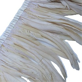 Sowder Rooster Feather Fringe Trim 12-14" in Width Pack of 1 Yard(Off White)