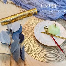 Gold Table Runner Roll - Glitter Metallic Gold Runner for Christmas- Sparkle Mesh Table Runner - Gold Table Decor - Decorations for Wedding Party, Christmas Centerpieces Table Decorations Gold