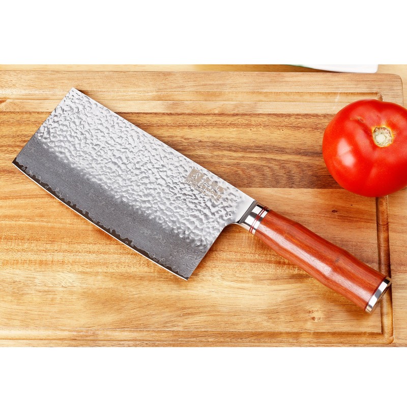 Sunlong Meat Cleavers 7 inch Damascus Vegetable Cleaver Japanese Hammered