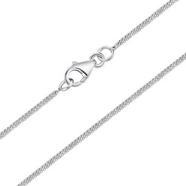 925 Sterling Silver Chain - Sterling Silver Necklace Mens Women Boys Girls - Necklace Chain - Silver Curb Chain - Lobster Clasp - Width 2 mm - Length 16" Inches