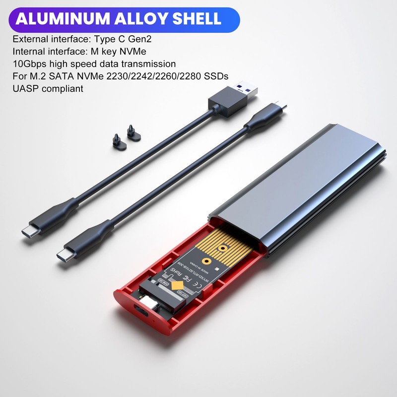 M.2 NVME SSD Enclosure 10Gbps High Speed Transmission PCIe NVMe