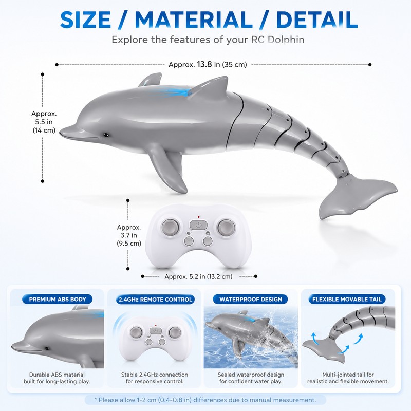 Remote Control Dolphin Water Toy for Kids – LED Spray