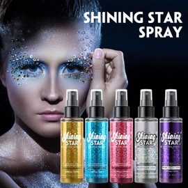MAEPEOR Body Glitter Spray Long Lasting Shiny Glitter Spray Quick-Drying Shimmer Glitter Spray for Face Body Hair Clothes (100ml) (Gold)