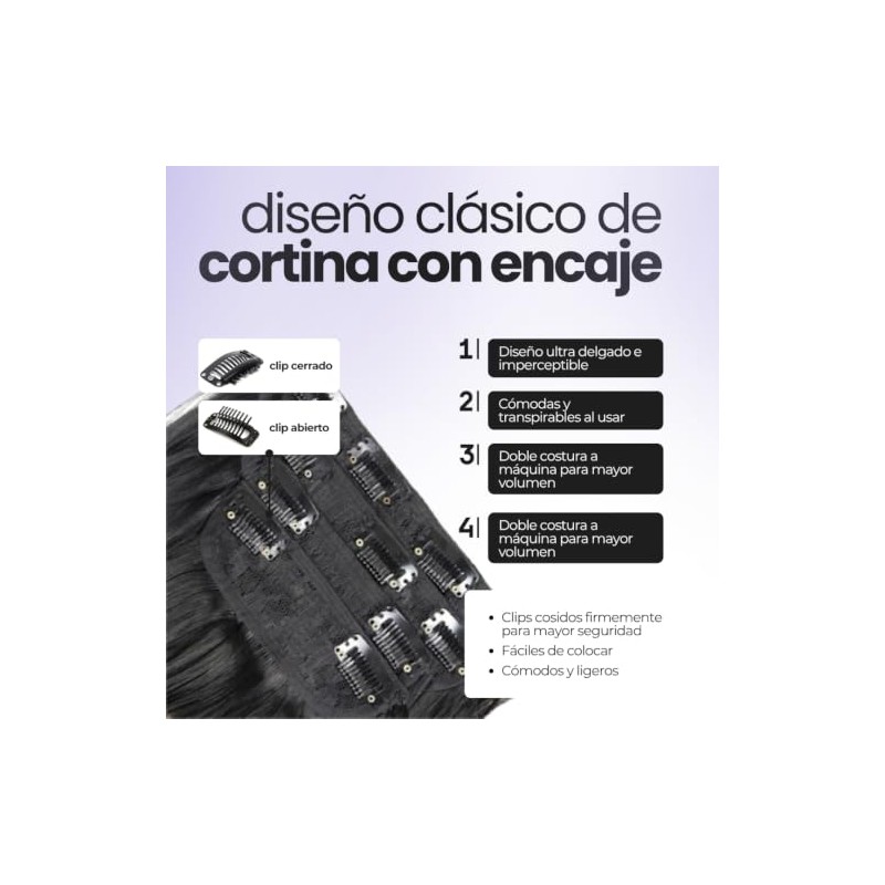 GAIBMAX - Extensiones de Cabello Sintético Ondulado con Clips, Fibra