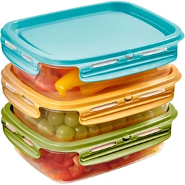 Snips, SnipsLock MIXCOLOR, Set of 3 Food Containers, 3 x 1,4 LT, Rectangular, 23,5 x 18,5 x 11 cm, Made in Italy