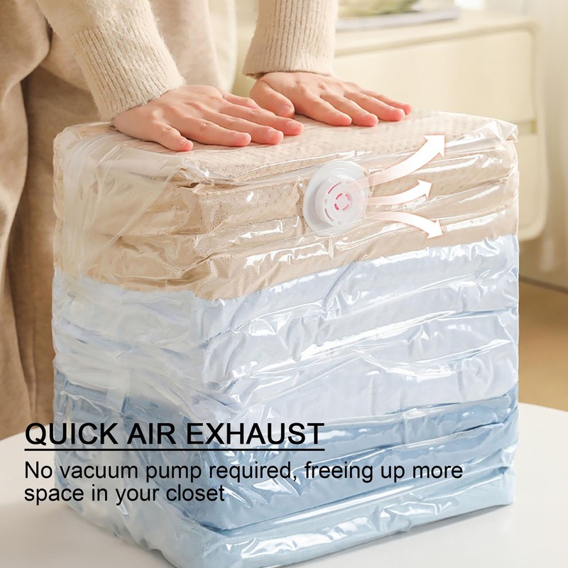 3 Pack No Pump Vacuum Storage Bags, Press and Seal