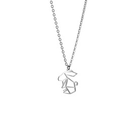 Rabbit Silver – La Menagerie Origami Jewellery & Silver Geometric Necklace – 925 Sterling plated Silver Necklace & Rabbit Necklaces for Women – Rabbit Necklace for Girls & Origami Necklace