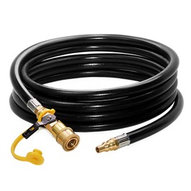 DOZYANT 12 feet Low Pressure Propane RV Quick Connect Extension Hose, 1/4" Safety Shutoff Valve & Male Full Flow Plug for RVs