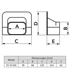 TA 72 EXC Ceiling Connection for Duct Cable Duct Air Conditioning Black