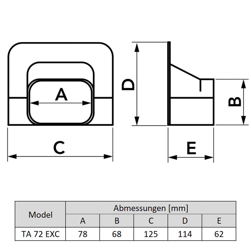 TA 72 EXC Ceiling Connection for Duct Cable Duct Air