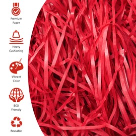Hengrongshen Gift Filler, 500 g Filling Material for Packages, High-Quality Shredded Paper, Gift Box Decoration for Christmas, Wedding, Anniversary, Valentine's Day Party (Red)