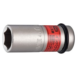 TONE HP4A-17N Thin Foil Nut Socket for Impact 0.5 inch (12.7 mm) (1/2 inch) Insertion Angle, Red, 0.7 inch (17 mm) Width on both sides