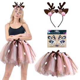 Women's Antler Costume, Reindeer Costume, Women's Reindeer Carnival Costume, Deer Costume, Women, Reindeer Tutu Skirt, Women's Antlers Costume Carnival, Reindeer Costume, for Carnival, Cosplay, Theme