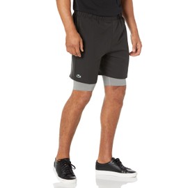Lacoste Men's Lined Ultra Dry Shorts, Black/Heather Agate, XX-Large
