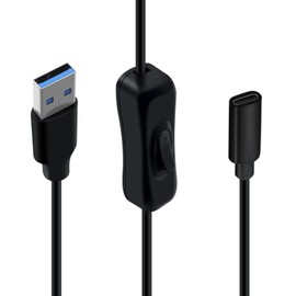 HuaLiSiJi USB C Female to USB 3.0 A Male Cable with Switch 5Gbps Transmission and Charging Type C Female to USB Male Adaptor Cable (Black, 1 m)