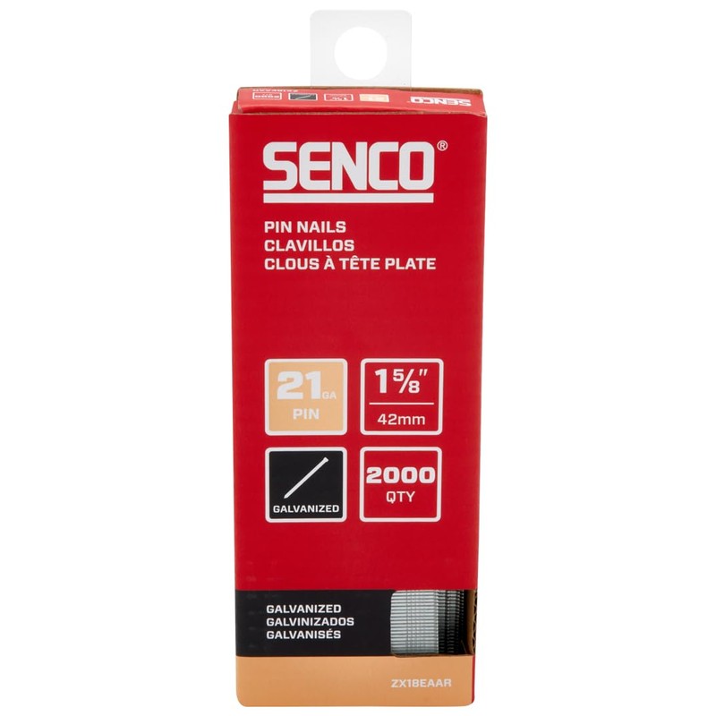 SENCO ZX18EAAR 1-5/8" 21 Gauge Pin Nails, Galvanized Finish 2,000