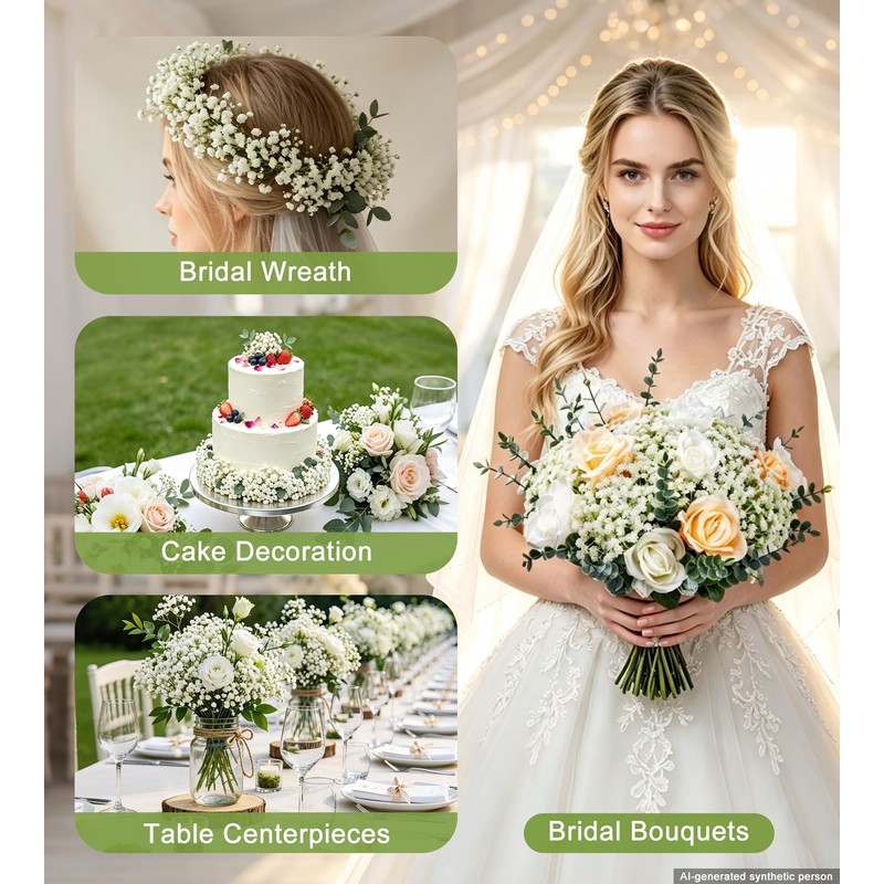 40 Pcs Babys Breath Artificial Flowers-Baby Breath Flowers Artificial Bulk
