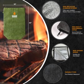 Insulated Meat Resting Bag for Moisture Retention and Perfect BBQ - Heavy Duty, XL Barbecue Bag w/Wide Mouth Design Handles any Brisket, Pork, Steak, Wings - Great for Tailgating - Barbecue Blanket