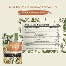 Tgb Passion Fruir Black Tea 250g Negro Maracuyá Infusión Tropical Afrutada Hebras 100 Natural Puro