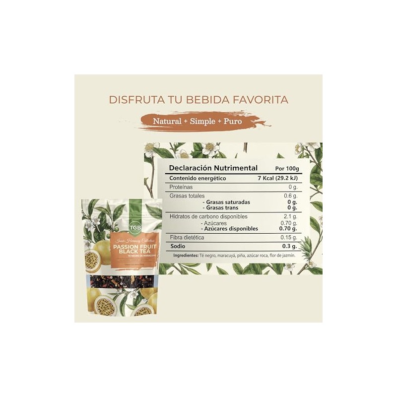 Tgb Passion Fruir Black Tea 250g Negro Maracuyá Infusión Tropical