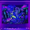 Astronaut Pattern Fluorescent Tapestry, Dark Themed Light Tapestry, Cool Milky