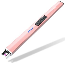 FUKKUDA Electric Candle Lighter with Safety Switch - USB Rechargeable Windproof & Flameless Plasma Arc Lighter for Easter Basket Stuffers (Rose Gold)