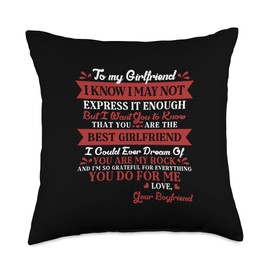 I love My Girlfriend Gifts Best Girlfriend Anniversary from Boyfriend to Her Cute New Throw Pillow, 18x18, Multicolor