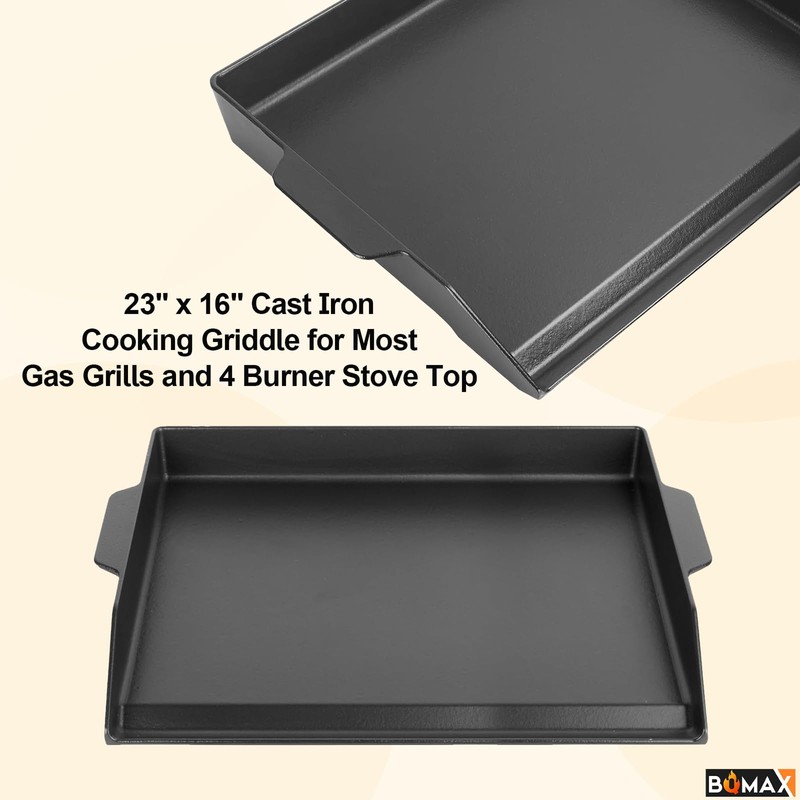 23" x 16" Universal Cast Iron Cooking Griddle, Flat Top