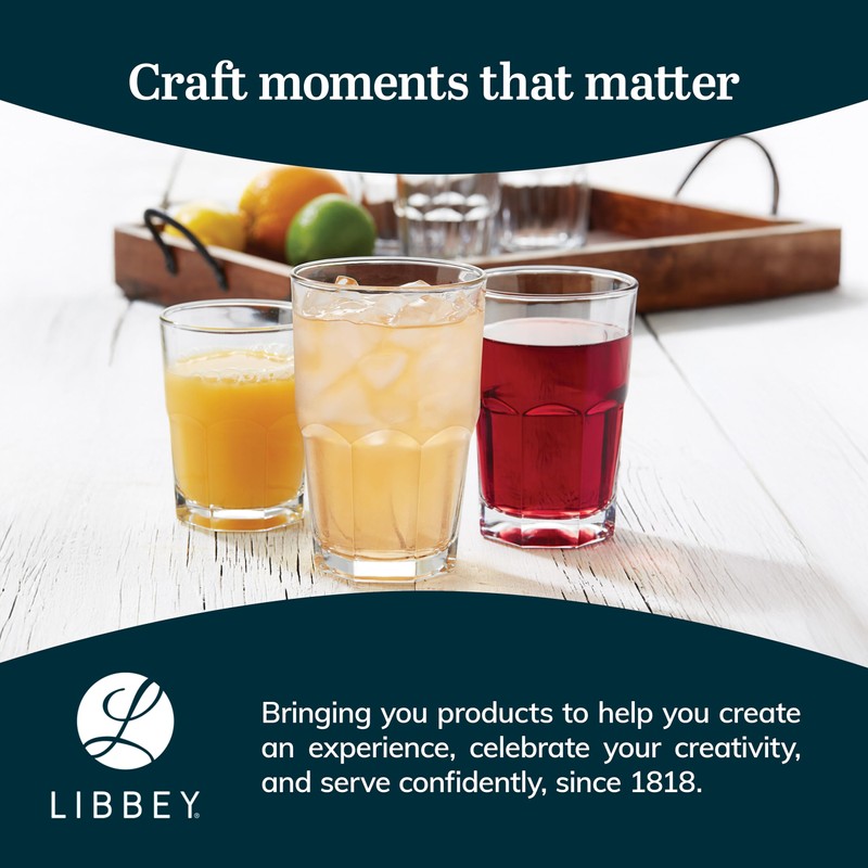 Libbey Boston Tumbler, Rocks, and Juice Glasses, 18 Piece Classic
