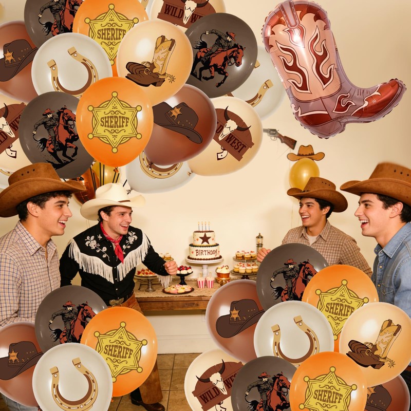Cowboy Balloons Western Balloons: 49Pcs Globos Vaqueros Cowboy Party Decorations