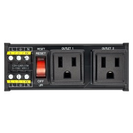 DIN Rail Mount AC 120V NEMA 5-15R Double Receptacles Outlet Power Strip Module, with Rocker Switch Thermal Circuit Breaker Overload Protector