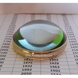 Vintage Solid Brass Desk Magnifying Glass Chart Paper Reader Weight Magnifier