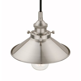 PathsOn Industrial Vintage Modern Rustic Metal Shade Pendant Light, Loft Bar Kitchen Hanging Ceiling Light, Cafe Living Room Light Fittings Lamp Fixture Chandelier (Brushed)