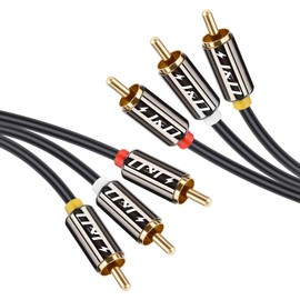 J&D 3RCA to 3RCA Cable, Gold Plated Copper Shell Heavy Duty 3 RCA Male to 3 RCA Male Stereo Audio Cable, RCA Cables, 10 Feet