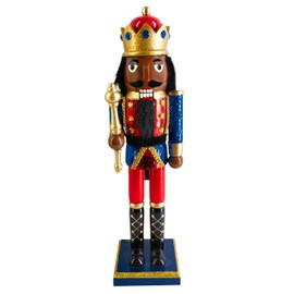 Nutcracker Ballet Gifts Royal Court African American Nutcracker Figurine, Wooden Figures Decorations Ornaments, Christmas Holiday Decor, 14 inch