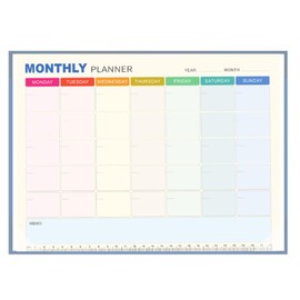 Undated Monthly Planner with Desktop Pad Blank Desk Calendar Sheet with Plastic Cover Office Accessories