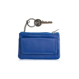 Josephine Osthoff Key Case Leather Women's Key Bag Coin Purse Key Case Key Ring Case Men's Mini with Credit Cards RFID Protection (973), royal, Key case