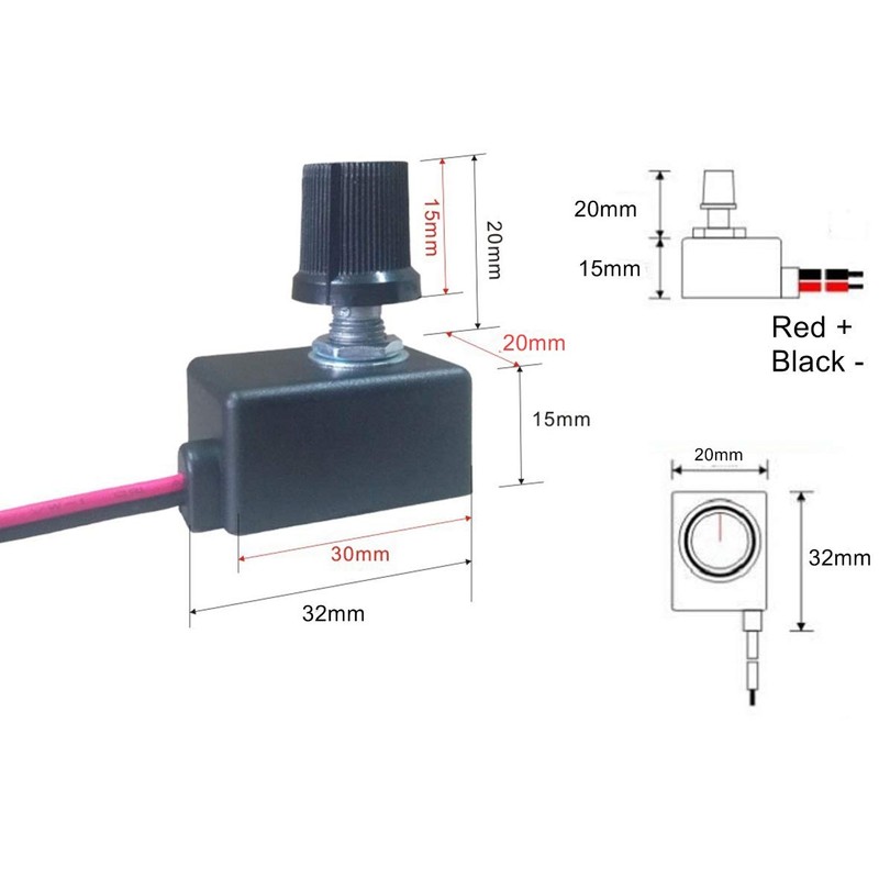 Quentacy DC 0/1-10V LED Dimmer Knob Controller Rotary Mini Switch