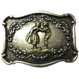 BELTINGER Belt Buckle Madl and Bua 4.0 cm | Buckle Interchangeable Buckle Belt Buckle 40 mm Solid | For Traditional Costume, Bicolour S/G