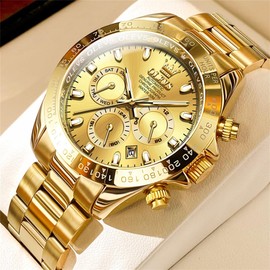 OLEVS Automatic Gold Watches for Men Luxury Classic Stainless Steel Calendar Luminous Waterproof Watches for Men